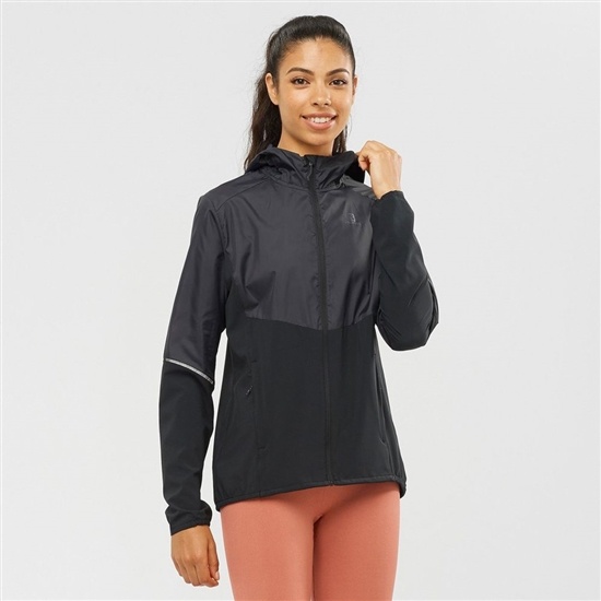 Salomon Agile Full Zip Hoodie Women's Jackets Black | BJXD31692