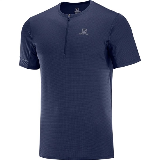 Salomon Agile Hz Ss M Men's T Shirts Navy | JQZT79520