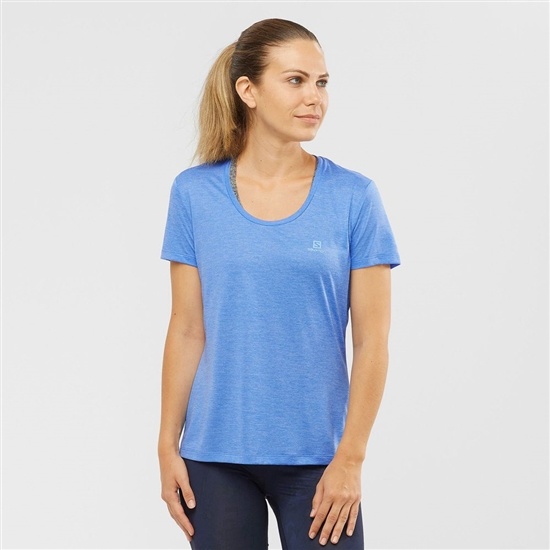 Salomon Agile Road Running Short Sleeve Women's T Shirts Blue | PITO12790