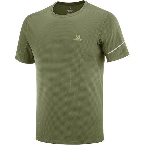 Salomon Agile Ss M Men's T Shirts Olive | SUAG21376