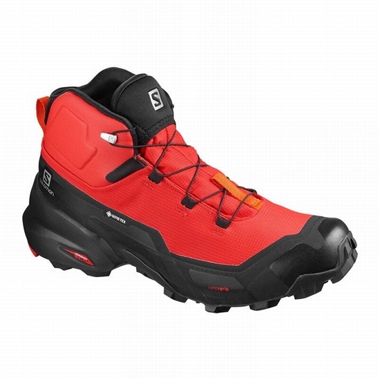 Salomon Cross Hike Mid Gore-tex Men's Hiking Boots Black / Red Orange | JVQX67495