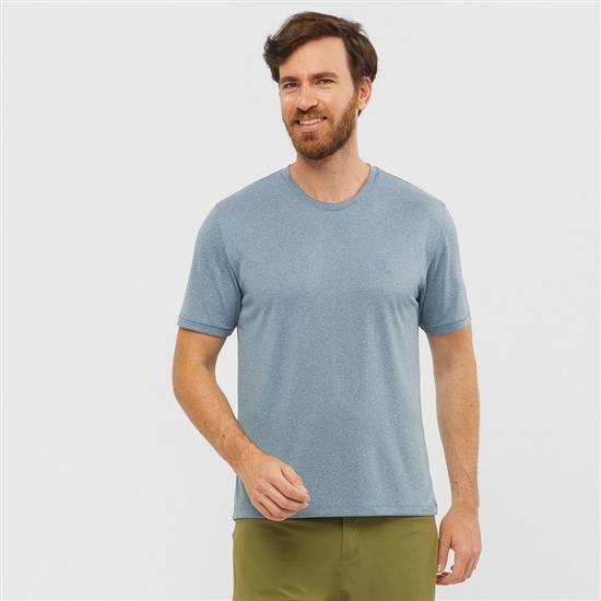Salomon Explore M Short Sleeve Men's T Shirts Blue | RMDK20479