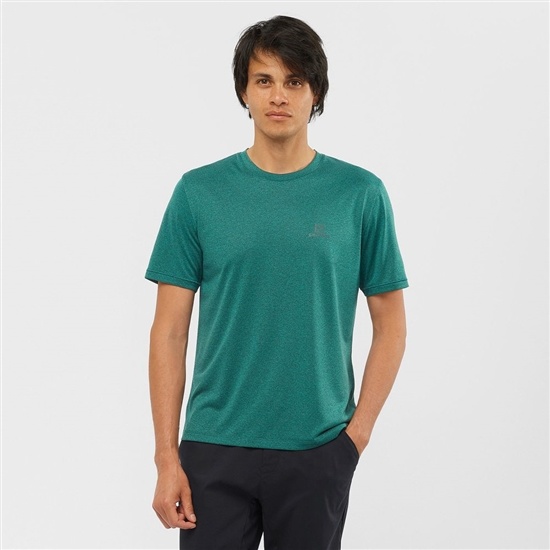 Salomon Explore M Short Sleeve Men's T Shirts Green | VZNO83016