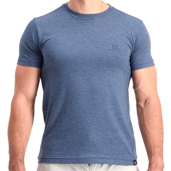 Salomon Explorer Ss M Men's T Shirts Dark Denim | CFSL81492
