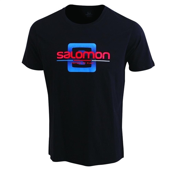 Salomon Finish Line Ss M Men's T Shirts Black | DLUX71295
