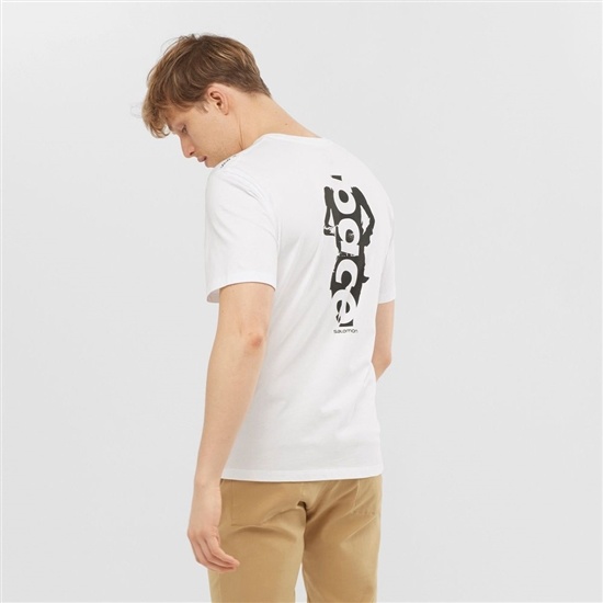 Salomon Outlife Graphic Pace Ss M Short Sleeve Men's T Shirts White | EUQI96748