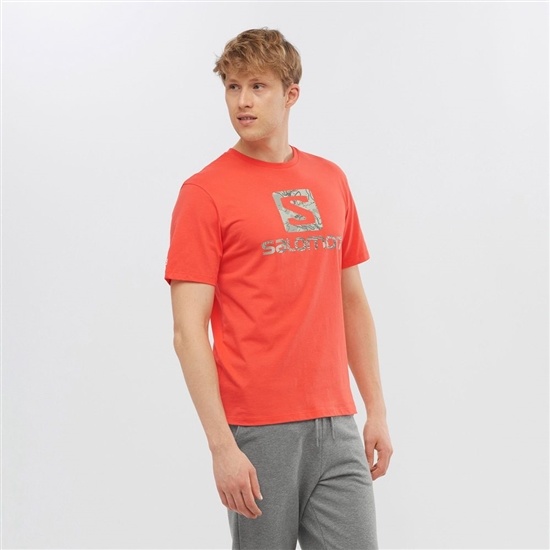 Salomon Outlife Logo Short Sleeve Men's T Shirts Orange | HFVU40968