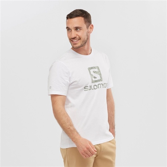 Salomon Outlife Logo Short Sleeve Men's T Shirts White | YVNP38214