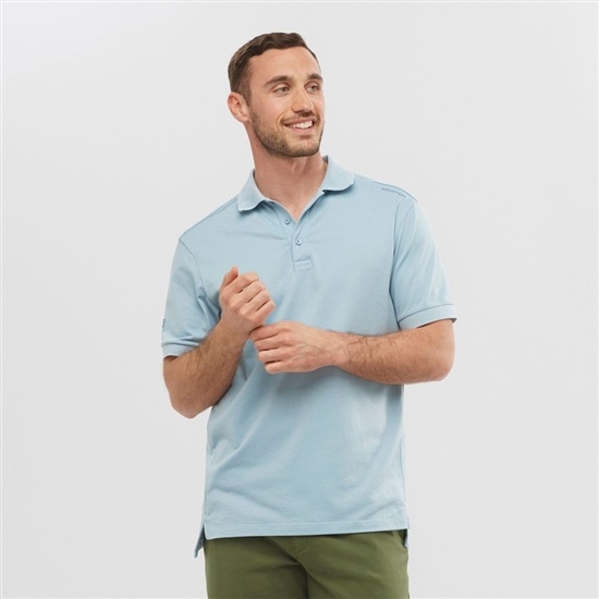 Salomon Outlife Tech Polo M Short Sleeve Men's T Shirts Ashley Blue | VSZB50694