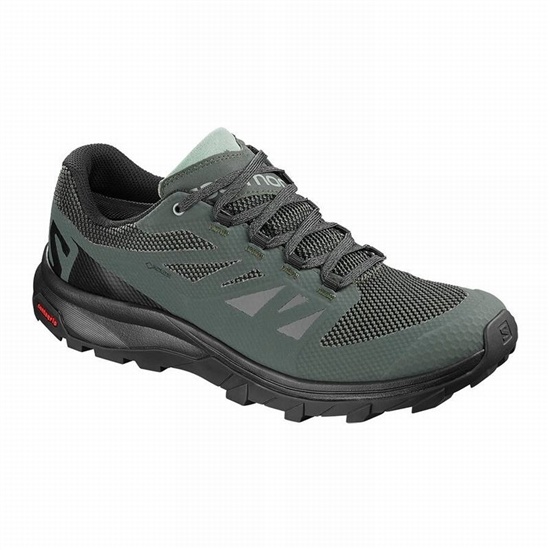 Salomon Outline Gore-tex Men's Hiking Shoes Black / Green | MRAO81493