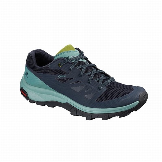 Salomon Outline Gore-tex Women's Hiking Shoes Turquoise / Navy | JKSF78630
