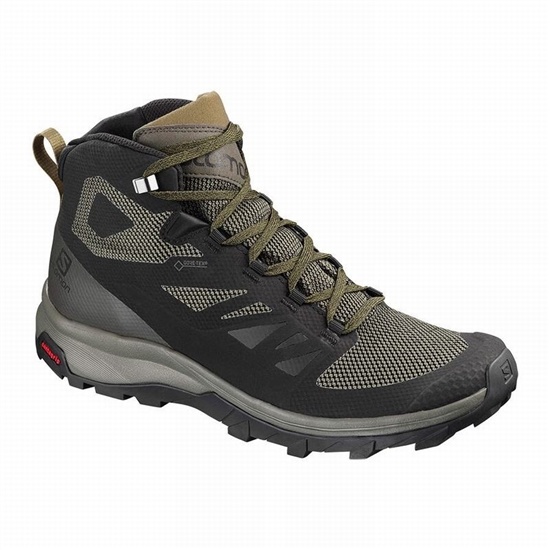 Salomon Outline Mid Gore-tex Men's Hiking Boots Black / Brown | JVSU67391