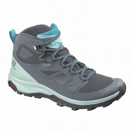Salomon Outline Mid Gore-tex Women's Hiking Boots Dark Blue / Grey | JILZ57649