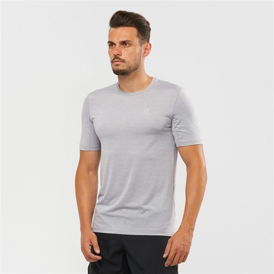 Salomon Outline New Trail Running Gear Men's T Shirts Grey | SQFE47589