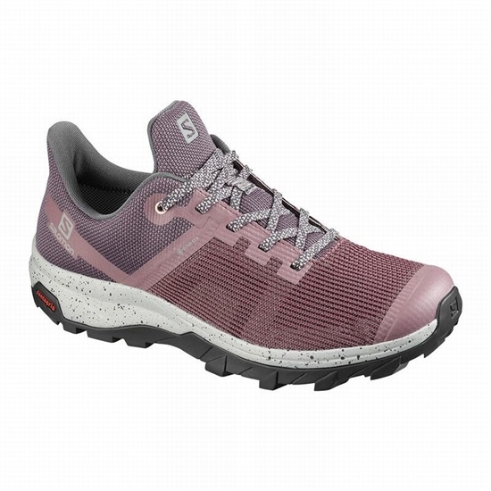 Salomon Outline Prism Gore-tex Women's Hiking Shoes Burgundy | QGVP54186