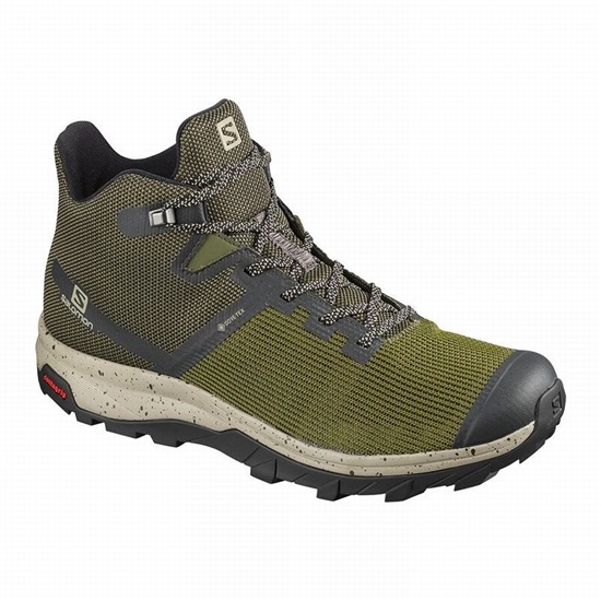 Salomon Outline Prism Mid Gore-tex Men's Hiking Shoes Olive / Black | JMDU34105