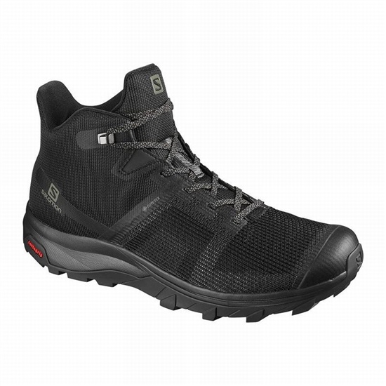 Salomon Outline Prism Mid Gore-tex Men's Hiking Shoes Black | YFWT20345