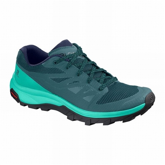Salomon Outline Women's Hiking Shoes Dark Green / Turquoise | MFOC56472