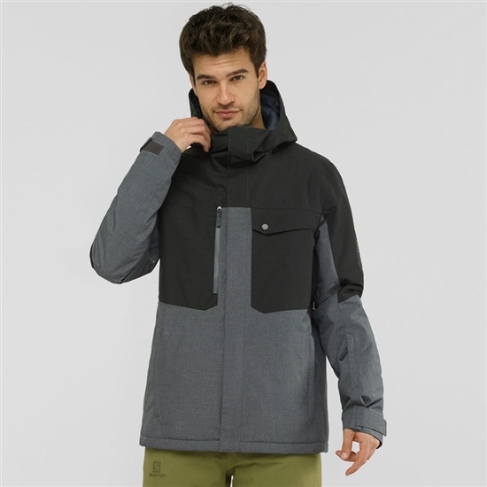 Salomon Powderstash M Ski Men's Jackets Grey / Black | HFYM93420