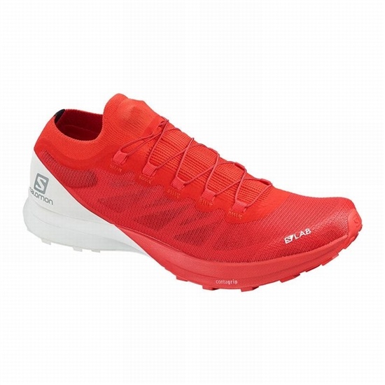 Salomon S/Lab Sense 8 Men's Trail Running Shoes Red / White | UBJM39821