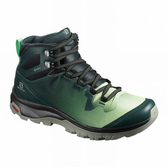 Salomon Vaya Mid Gore-tex Women's Hiking Shoes Green / Grey | YZWJ60219
