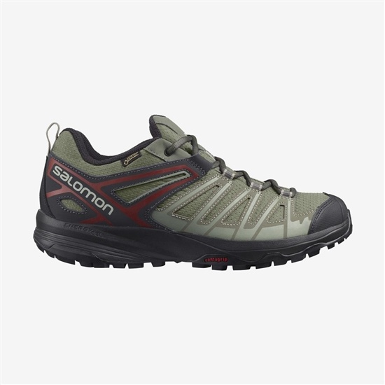 Salomon X Crest Gore-tex Men's Hiking Shoes Olive Green | HEQL04138