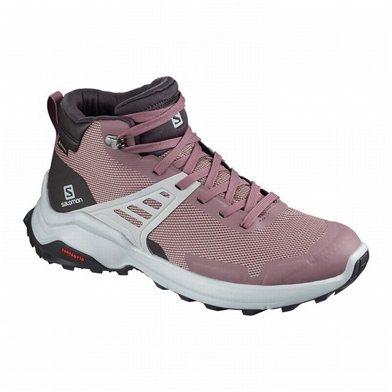 Salomon X Raise Mid Gore-tex Women's Hiking Shoes Burgundy | XETL67045