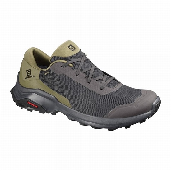 Salomon X Reveal Gore-tex Men's Hiking Shoes Dark Grey / Olive | VJRE86295