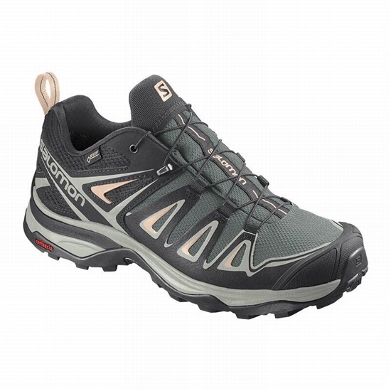 Salomon X Ultra 3 Gore-tex Women's Hiking Shoes Green / Grey | JTKL82674