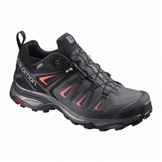 Salomon X Ultra 3 Gore-tex Women's Hiking Shoes Black / Red | PXHZ08924