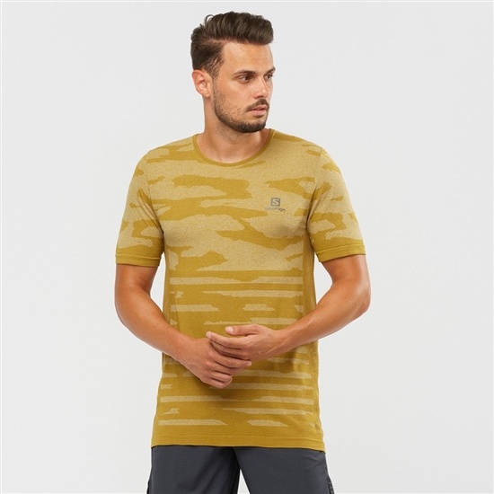 Salomon Xa Camo Tee Short Sleeve Men's T Shirts Gold | NXOH63057
