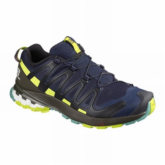 Salomon Xa Pro 3d V8 Men's Hiking Shoes Navy / Light Green | VJQA68390