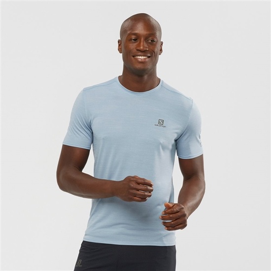 Salomon Xa Trail Short Sleeve Men's T Shirts Ashley Blue | IEHC75481